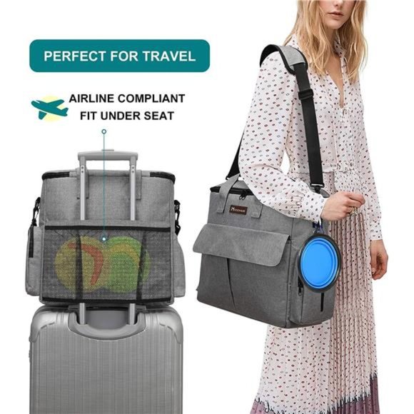 Pet Travel Bag Set for Dog and Cat, Tote Organizer with Multi-Function Pockets - Picture 5 of 5